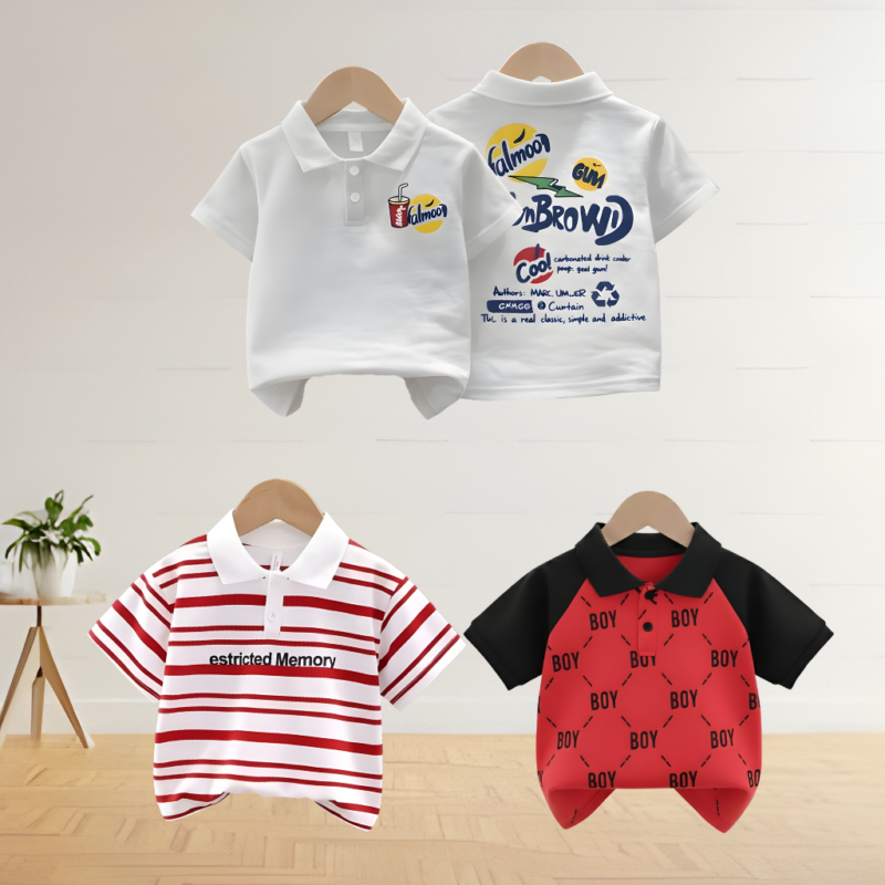Stylish cotton Polo t-shirt combo for boys=HZ-660