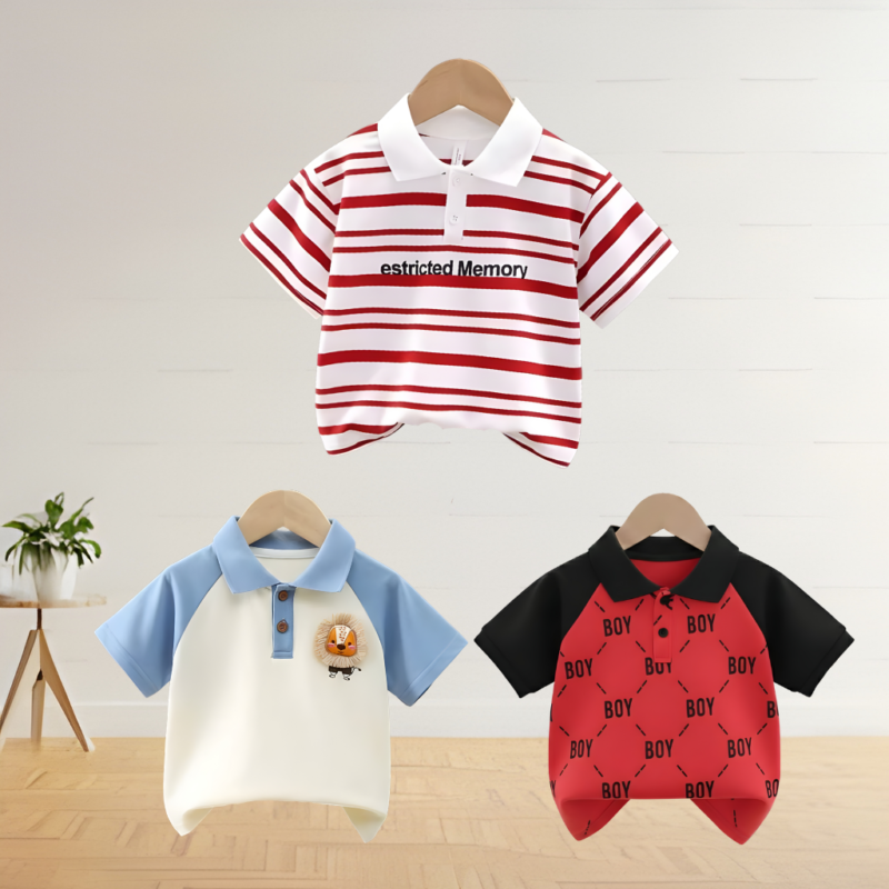 Stylish cotton Polo t-shirt combo for boys=HZ-667